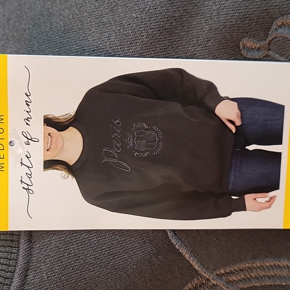 NWT state of mine sweatshirt women size M dark grey PARIS